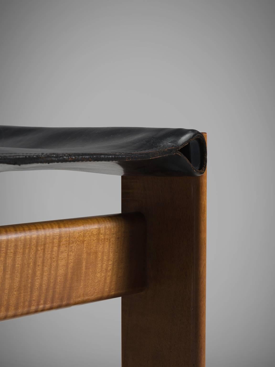 Afra & Tobia Scarpa 'Monk' Chairs in Black Leather 1