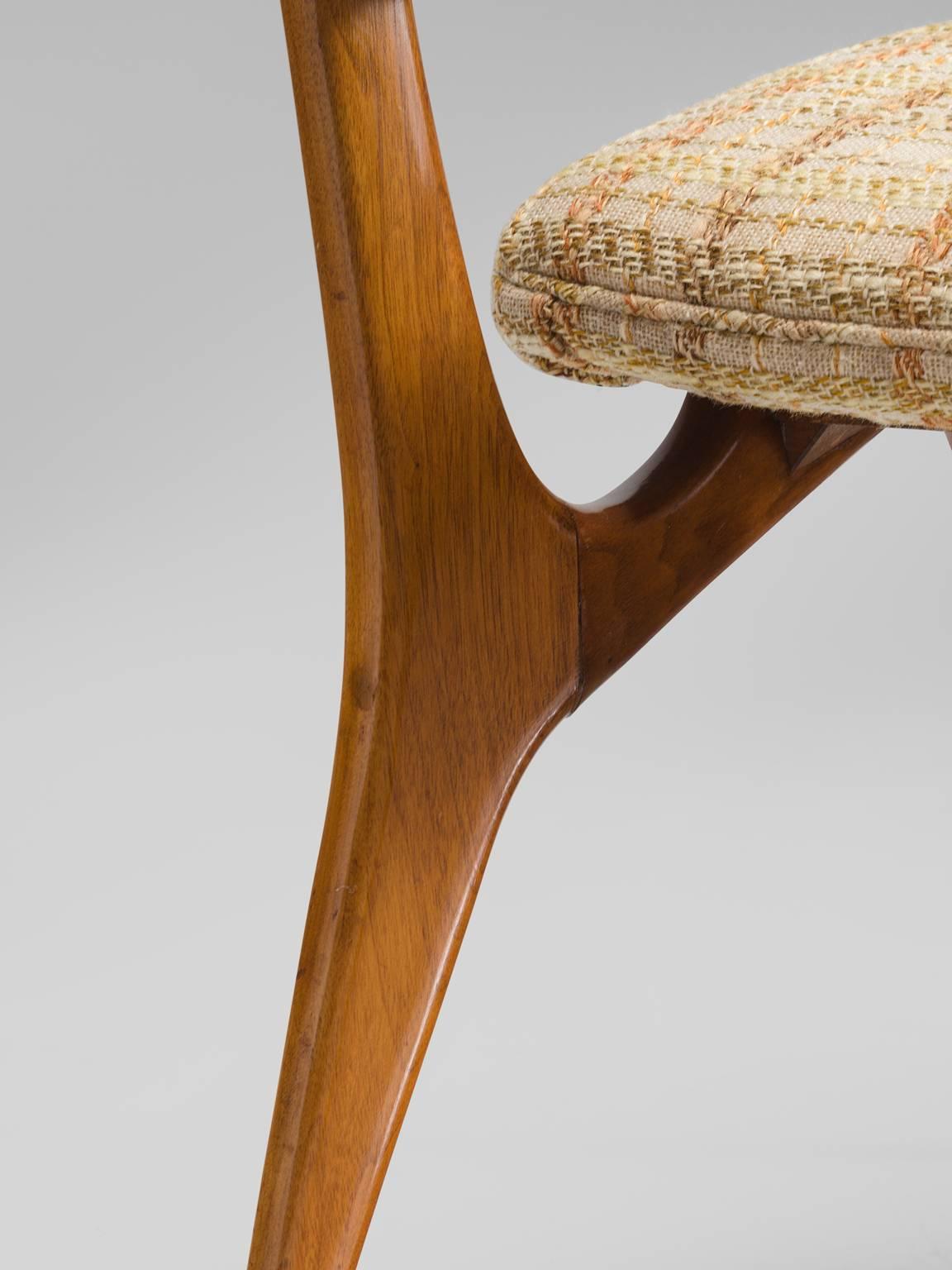 Fabric Vladimir Kagan for Dreyfuss Dining Chairs in Walnut