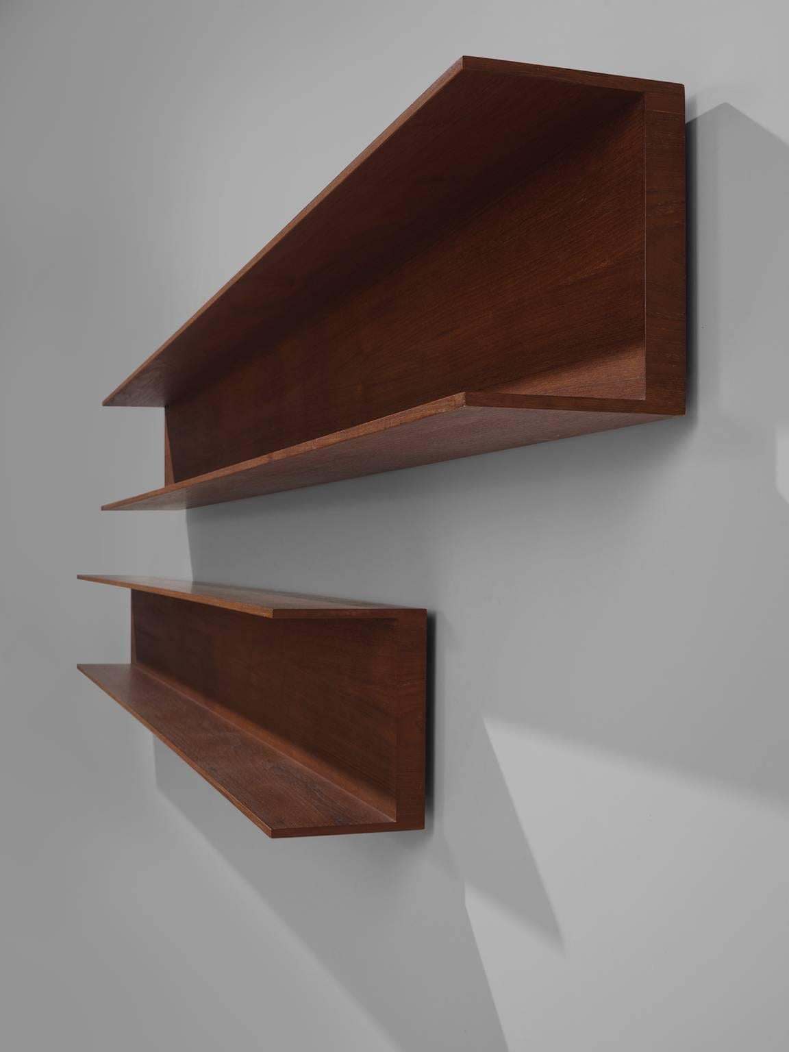 Walter Wirz for Wilhelm Renz Solid Teak Wall Shelves In Excellent Condition In Waalwijk, NL