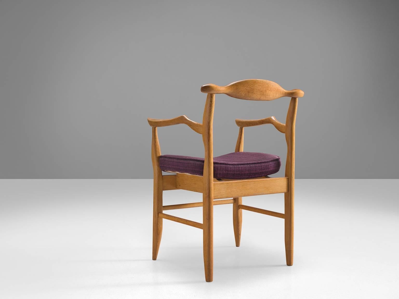 Guillerme & Chambron 'Fumay' Armchair in Blond Oak In Good Condition In Waalwijk, NL