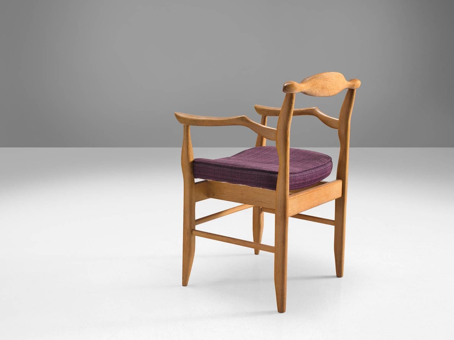 French Guillerme & Chambron 'Fumay' Armchair in Blond Oak