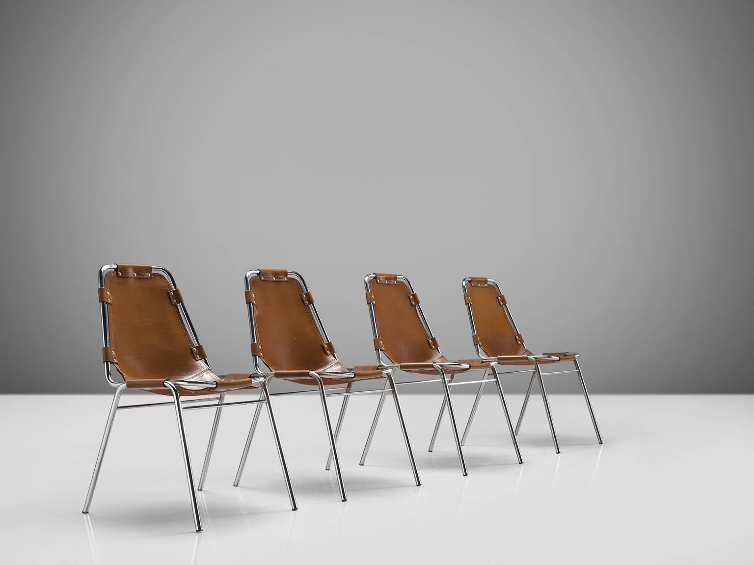 Mid-Century Modern Set of Four Les Arcs Chairs Selected by Charlotte Perriand 