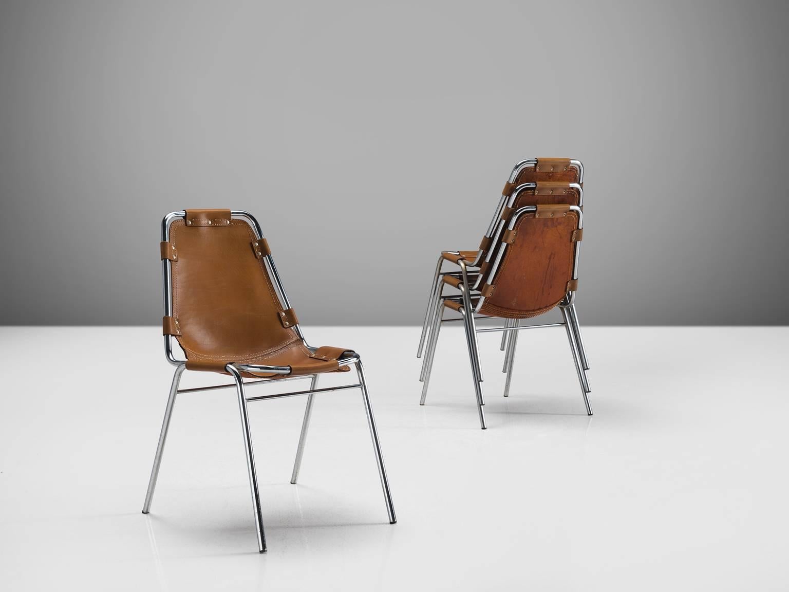 Set of Four Les Arcs Chairs Selected by Charlotte Perriand  In Good Condition In Waalwijk, NL