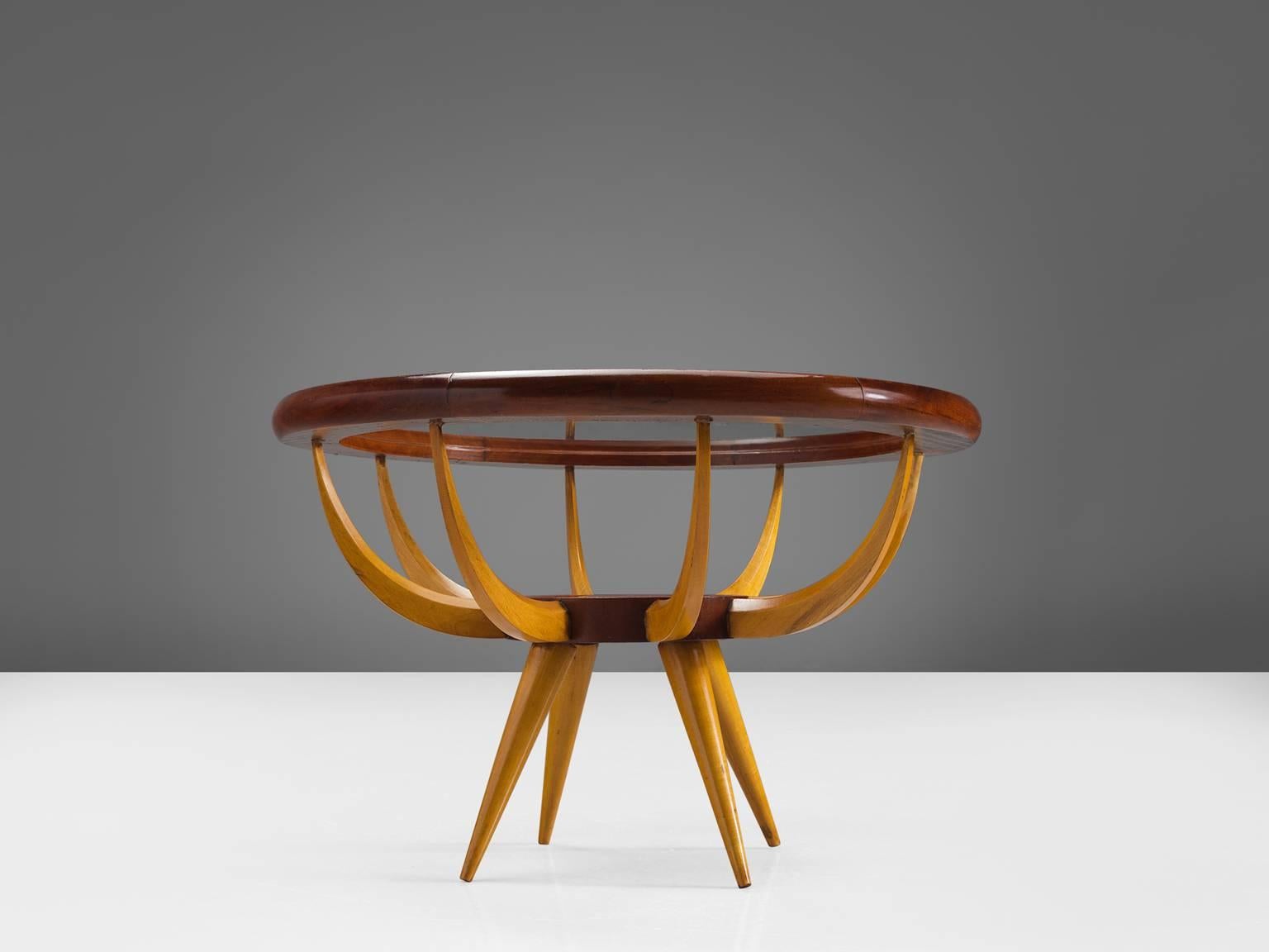 Mid-Century Modern Giuseppe Scapinelli Caviuna and Glass Side Table