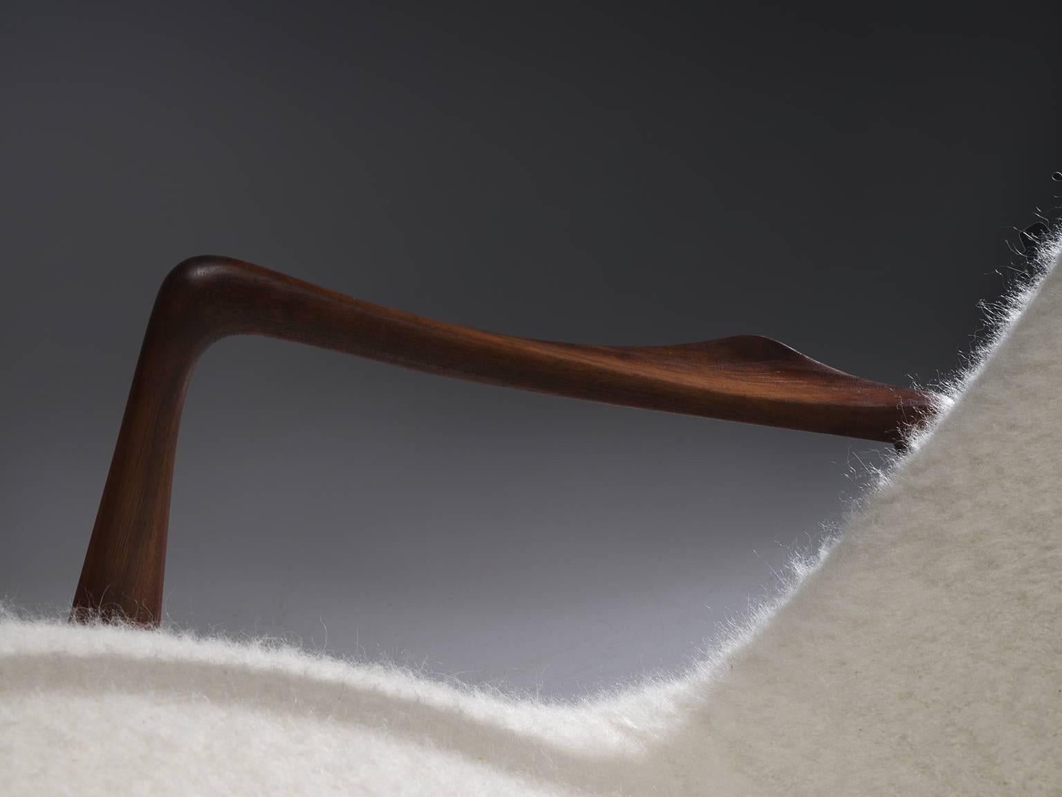 Vladimir Kagan Walnut Contour Chair Reupholstered in Wool 4