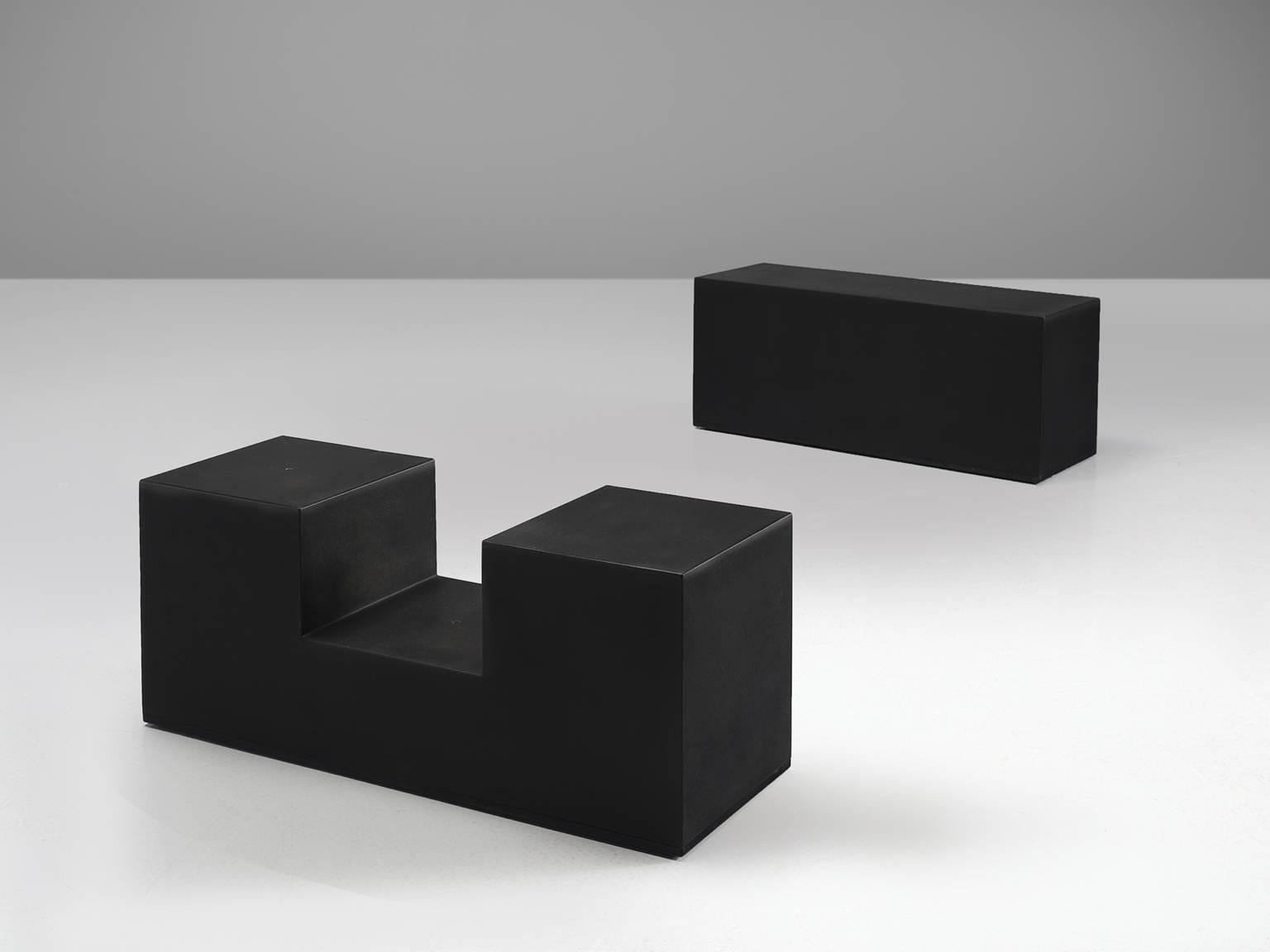 Mario Bellini for B&B Italia, 'Gli Scacchi' element in black polyurethane, Italy, 1971. 

These versatile 'chess' building blocks can be used both as tables or seats. Signed with manufacturer's marks B&B and are made out of self-skinning