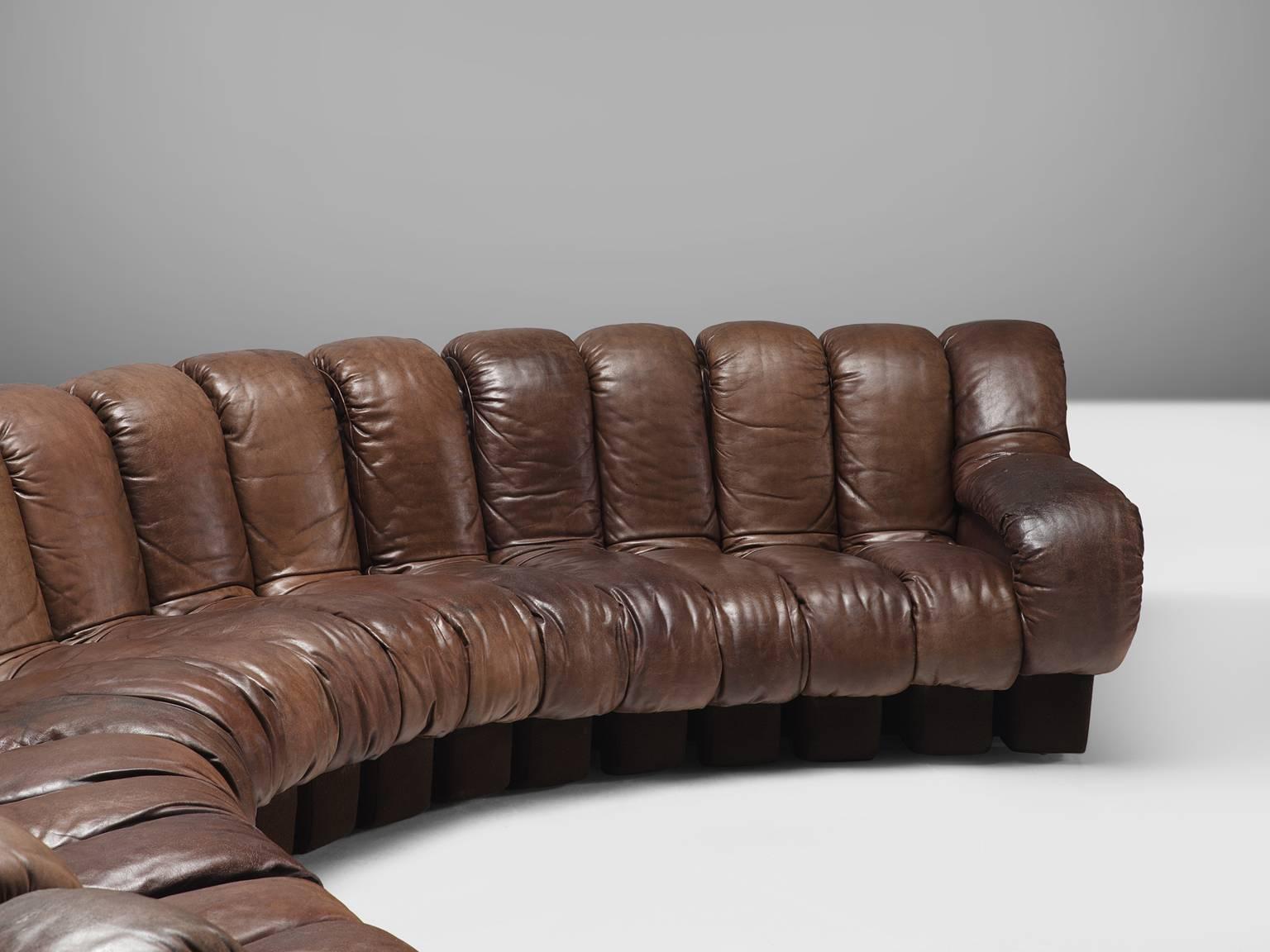 De Sede DS 600 Non Stop 22 Section Sofa in Brown Leather 3