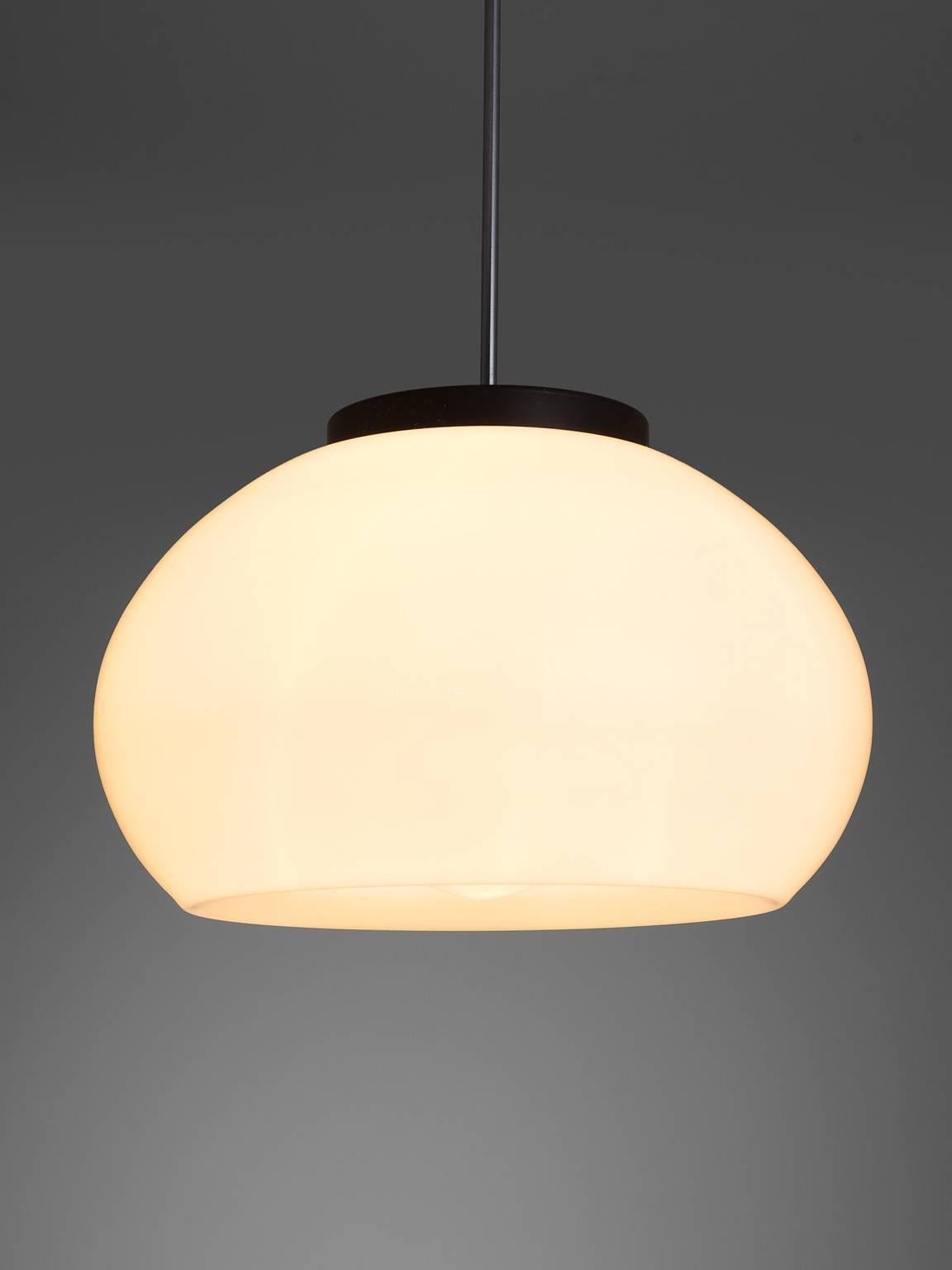 Opaline Glass Pendants with Chrome In Good Condition In Waalwijk, NL