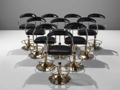 Set of Ten Black Leatherette Swivel Barstools
