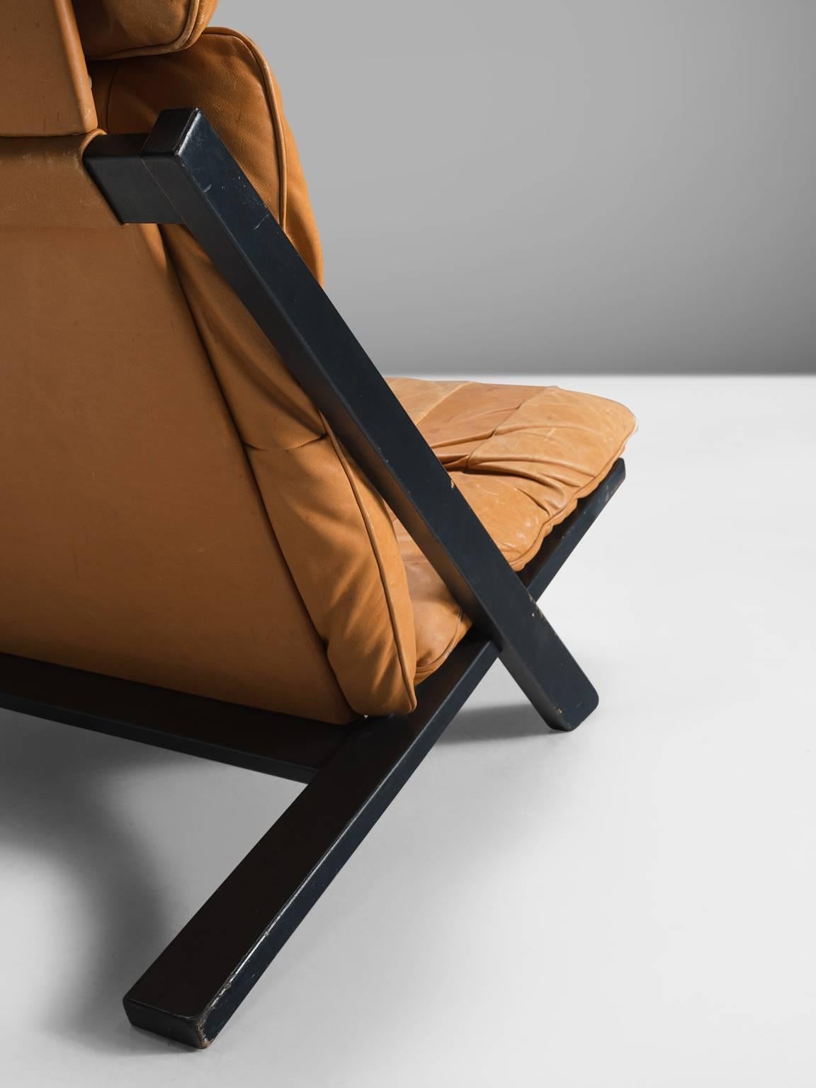 Post-Modern Ueli Berger Cognac Leather Lounge Chair for De Sede
