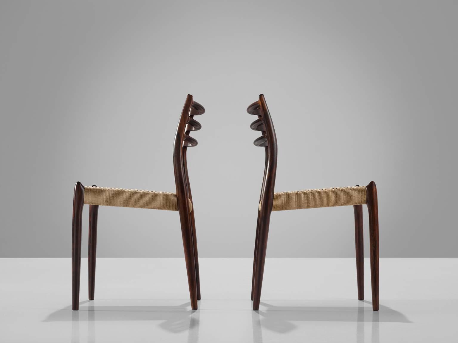 Mid-20th Century Niels O. Moller Set of Six Dining Chairs in Rosewood and New Paper Co Upholstery