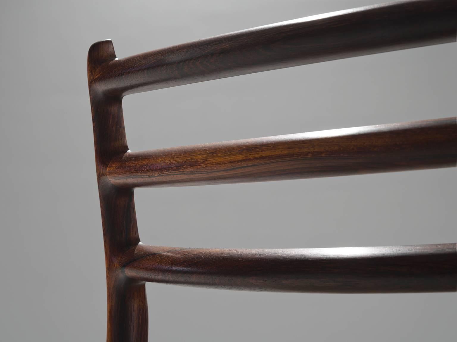 Niels O. Moller Set of Six Dining Chairs in Rosewood and New Paper Co Upholstery 2