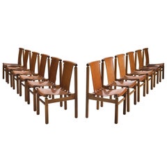 Finnish Set of 12 Cognac Dining Chairs