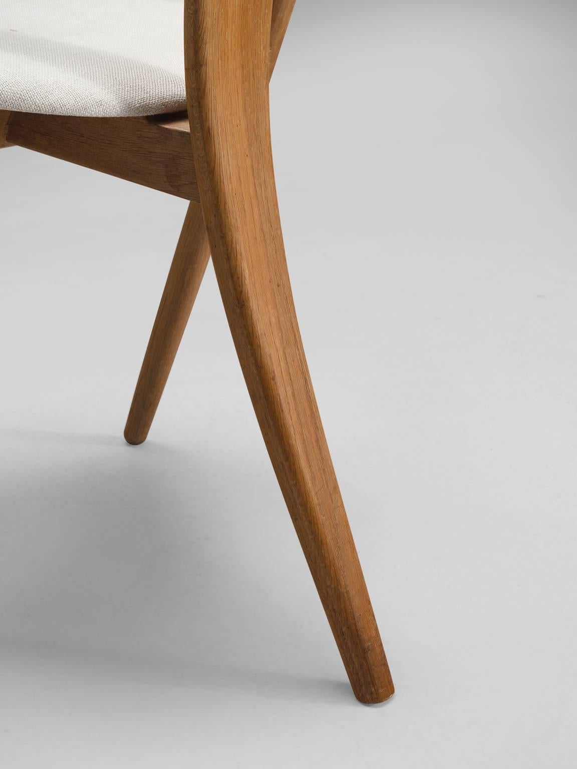 Fabric Set of Six Danish Dining Chairs in Teak and Oak