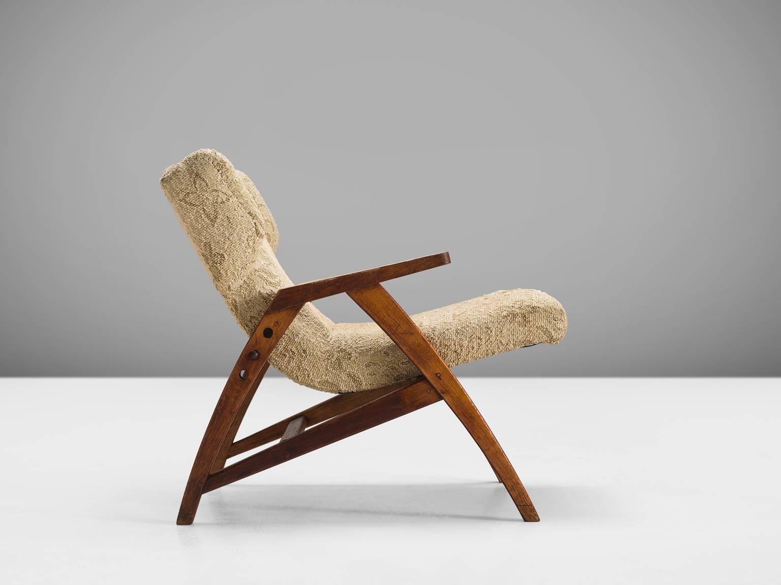 Czech Midcentury Oak 'Her' Wingback Chair