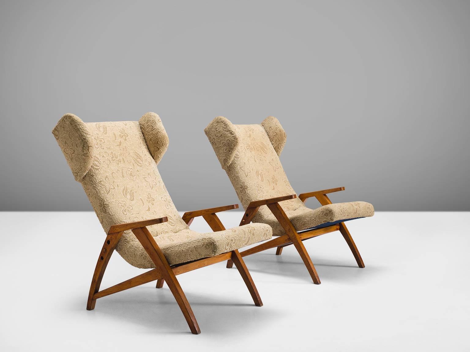 Mid-Century Modern Midcentury Oak 'Him' Wingback Chairs