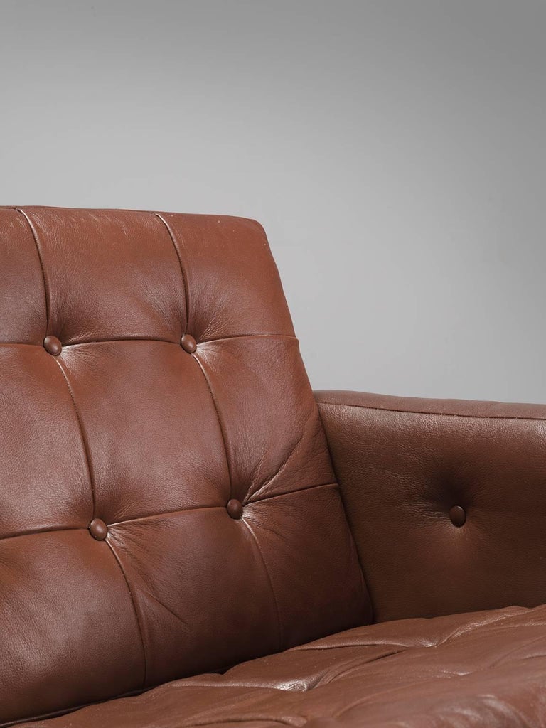 German ThreeSeat Leather and Steel Sofa For Sale at 1stDibs