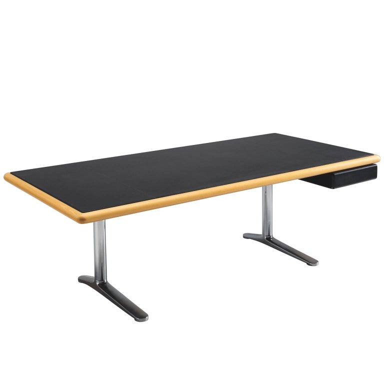 Warren Platner Executive Desk with Black Leather Top For Sale at 1stDibs