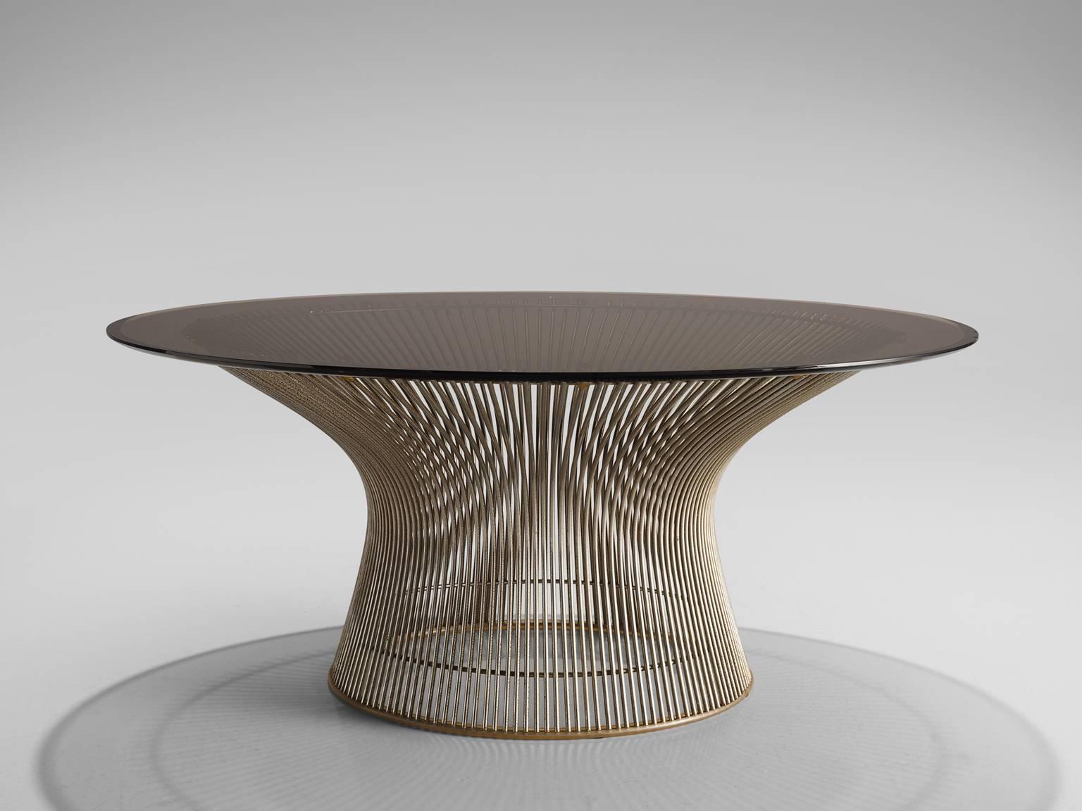 Mid-Century Modern Warren Platner for Knoll Coffee Table with Smoked Glass