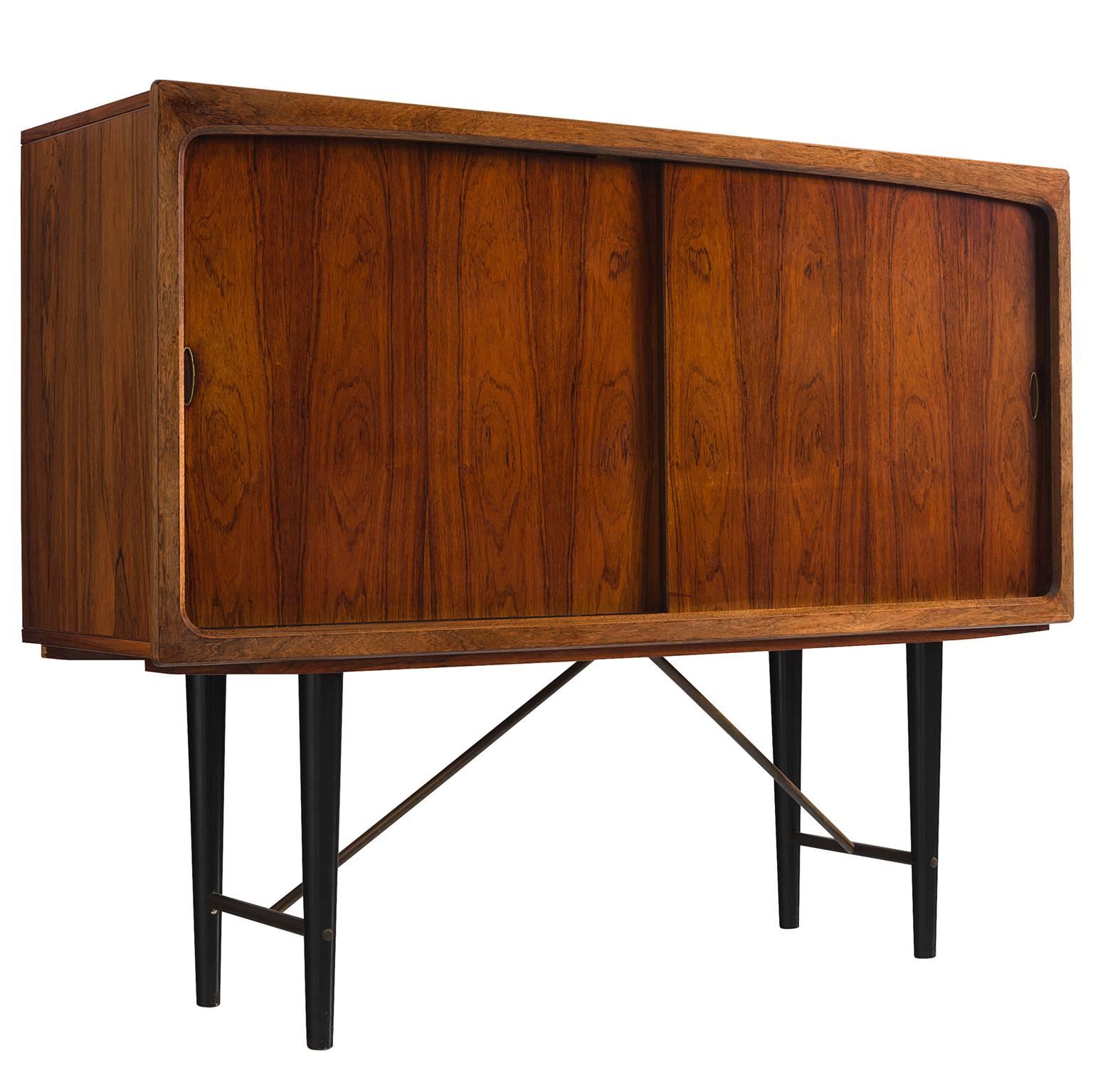 Danish Highboard with Rosewood and Brass