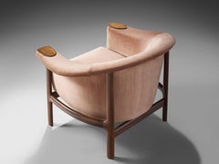 Johannes Andersen Lounge Chair with Pink Velours Upholstery