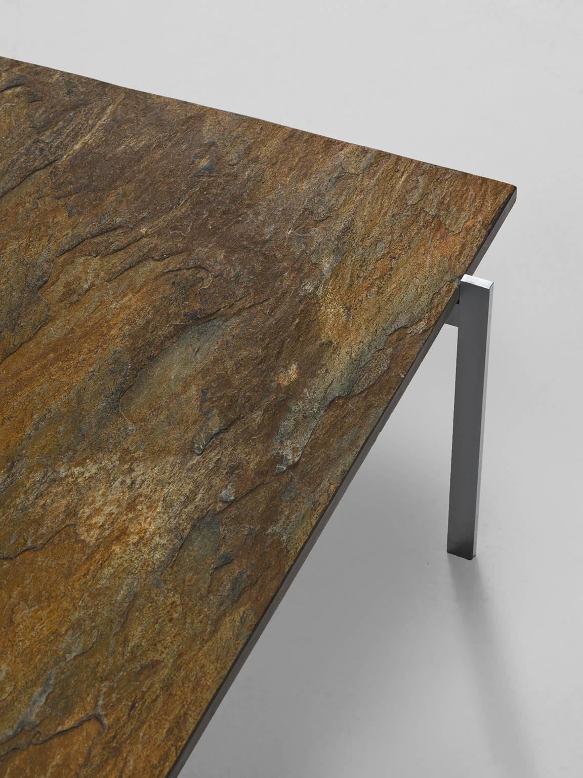 Metal Poul Kjærholm PK61 Coffee Table in Patinated Ocre Slate