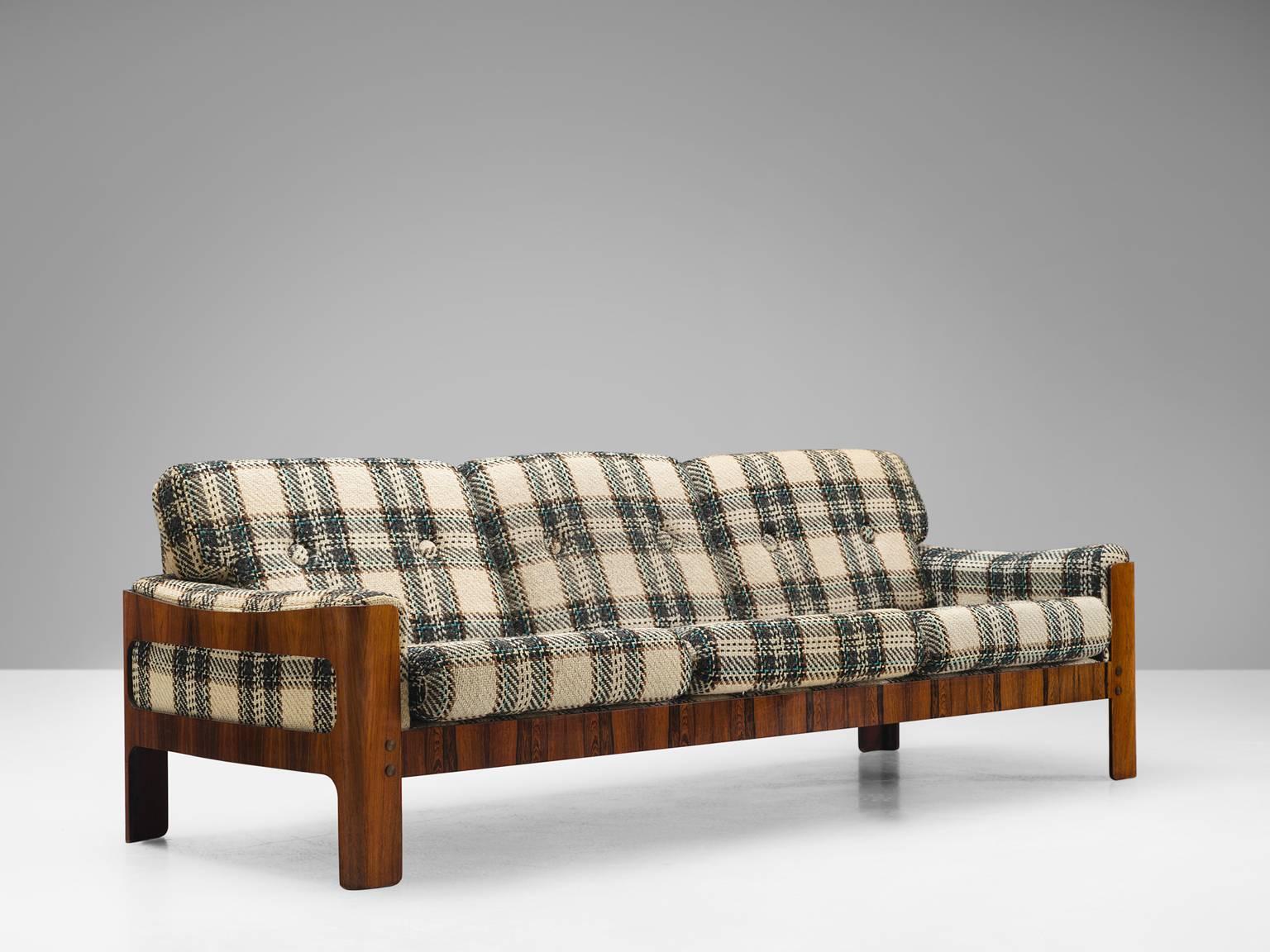 Mid-Century Modern Danish Three-Seater Sofa in Rosewood 