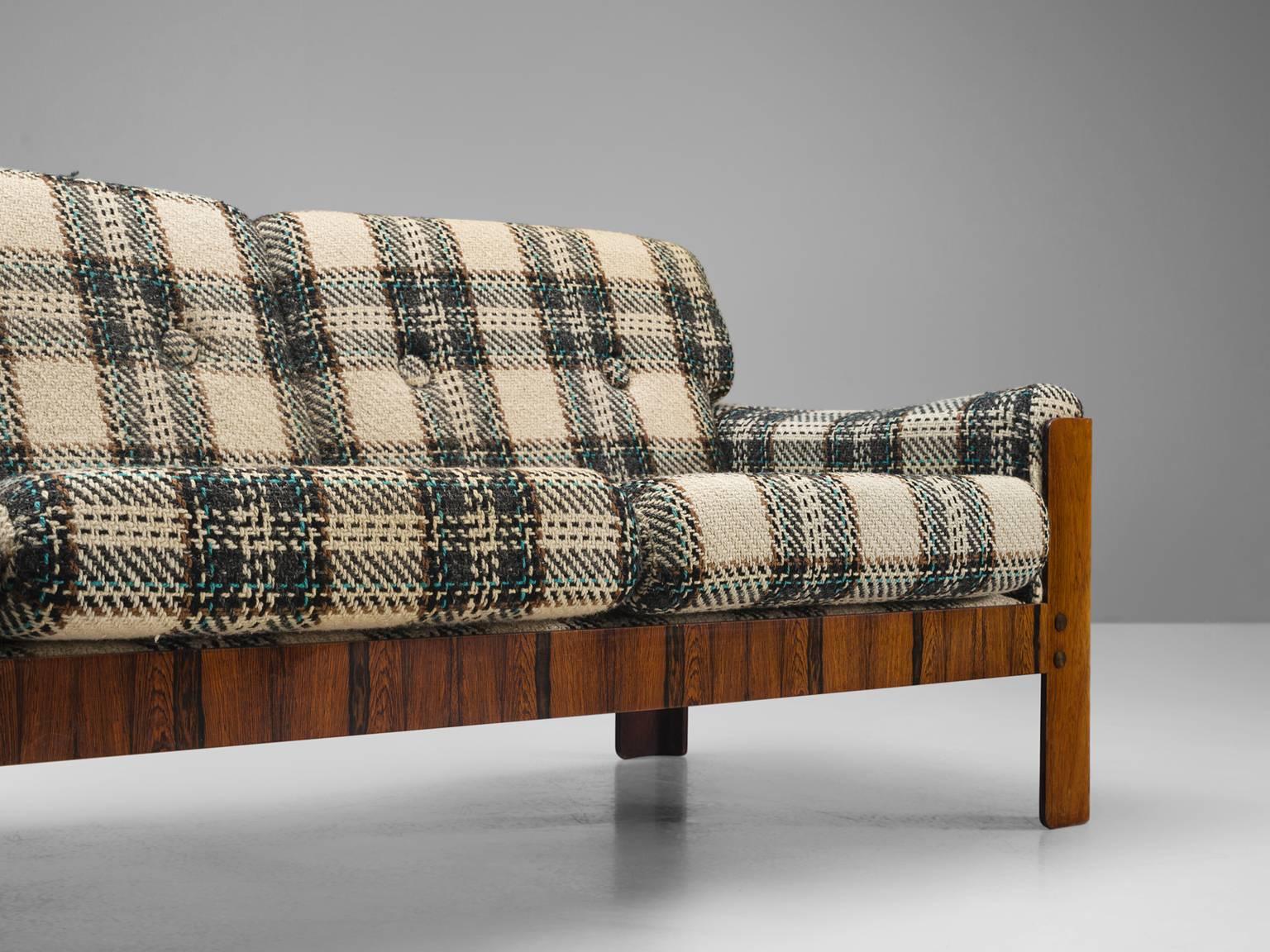 Fabric Danish Three-Seater Sofa in Rosewood 