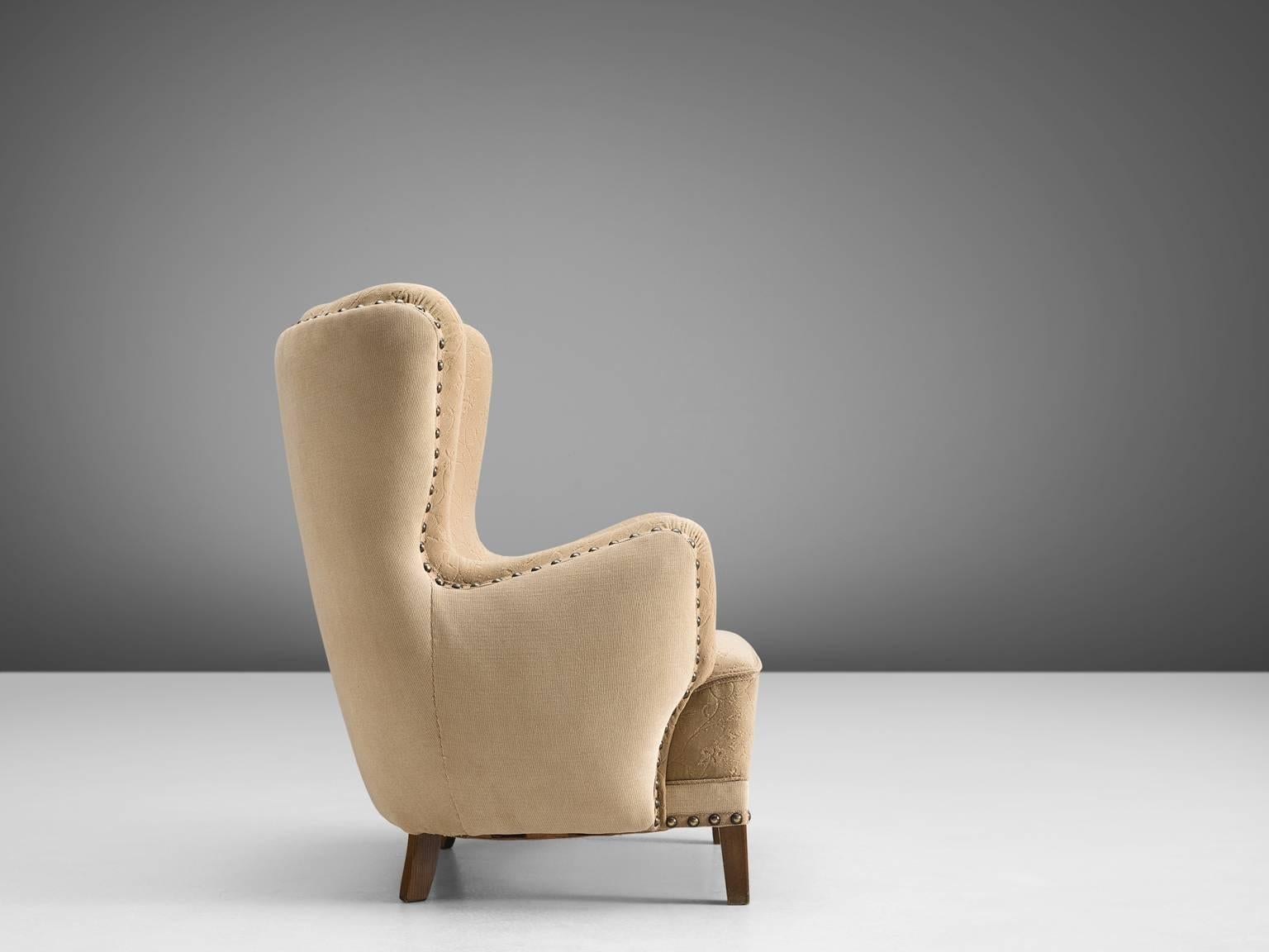Scandinavian Modern Danish Wingback Lounge Chair 