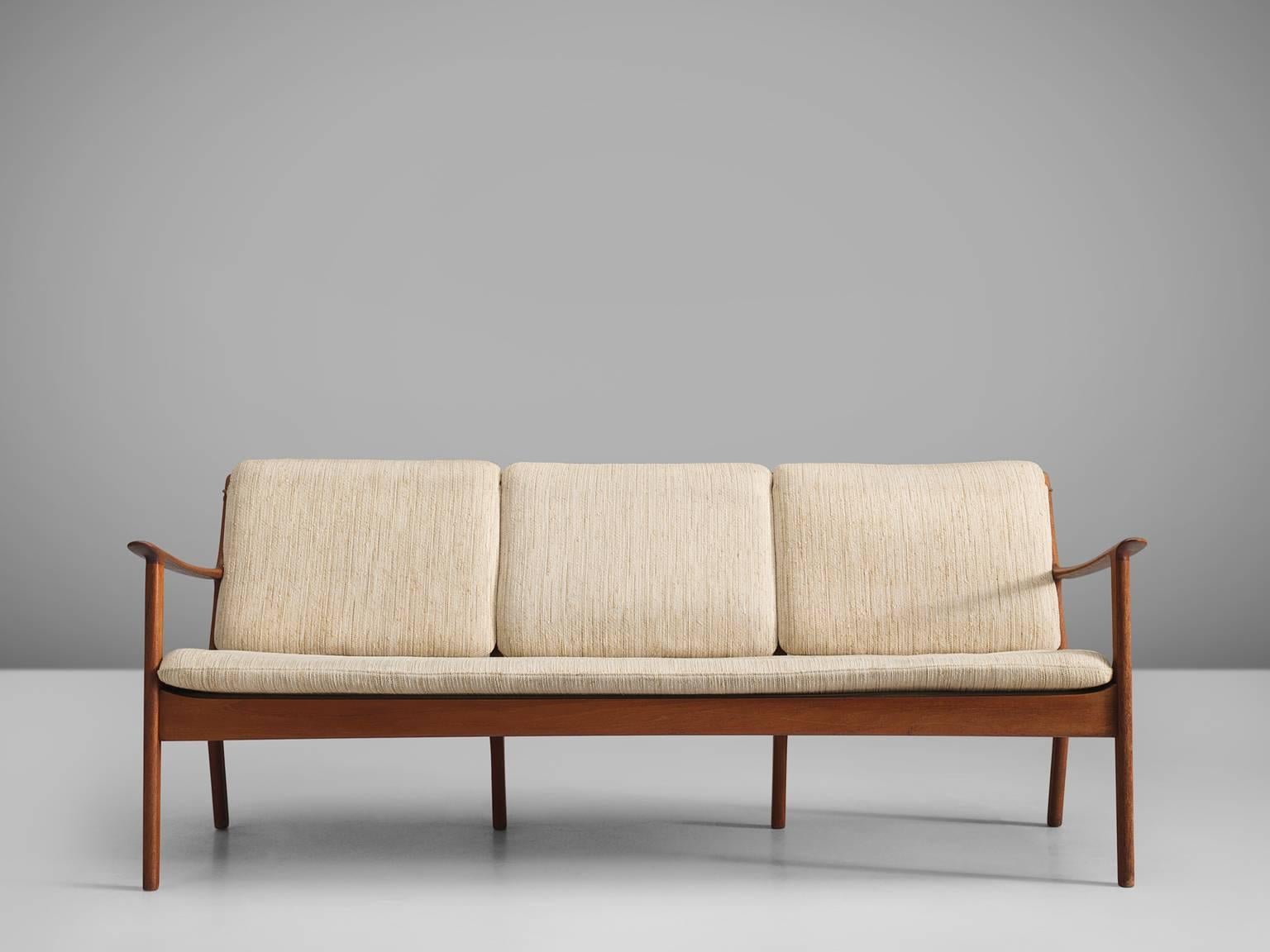 Danish Kaj Winding Three-Seat Settee in Teak