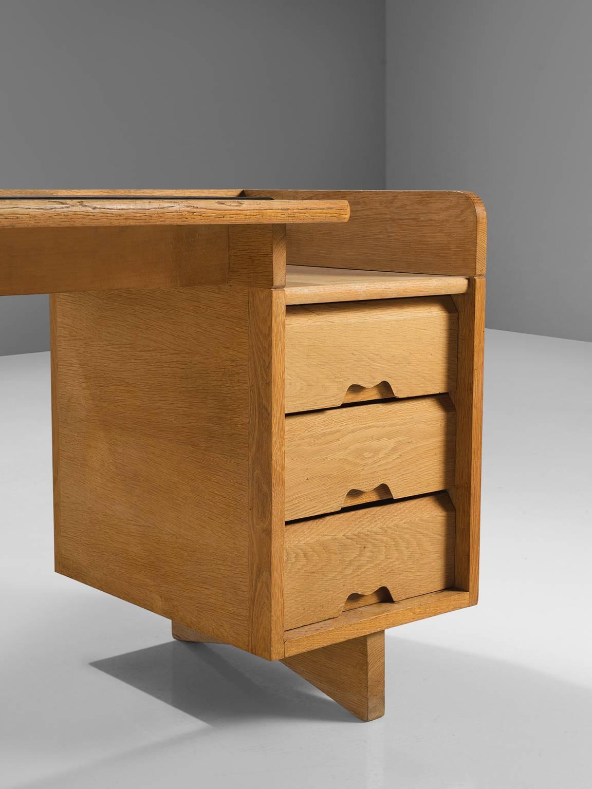 Guillerme & Chambron Original Leather and Oak Freestanding Desk 3