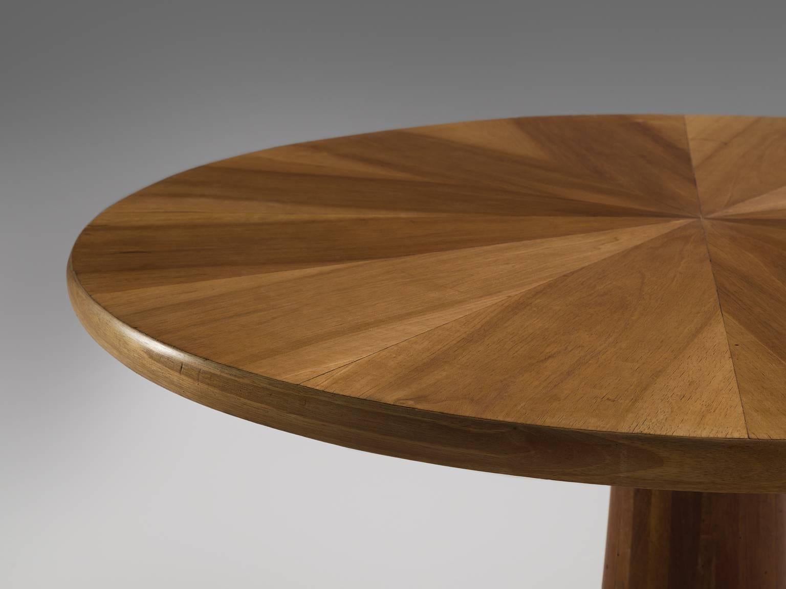 Mid-Century Modern Italian Inlayed Oak Pedestal Centre Table