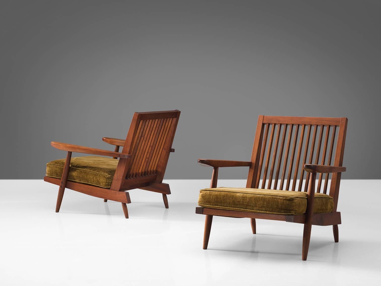 American George Nakashima Spindleback Armchairs with Ottoman