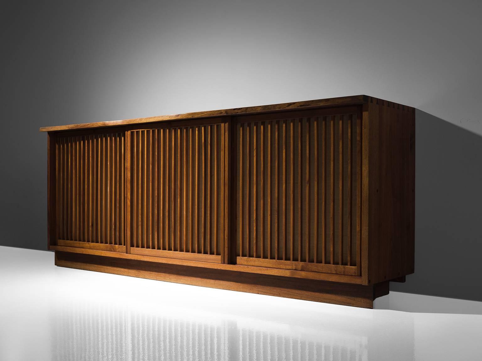 American George Nakashima Cabinet with Walnut and Pandanus Cloth