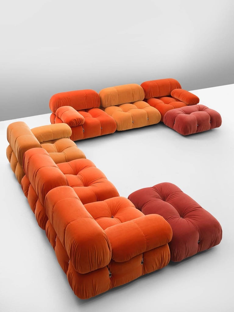 Customizable Mario Bellini Camaleonda Sofa In Tri Tone Velvet