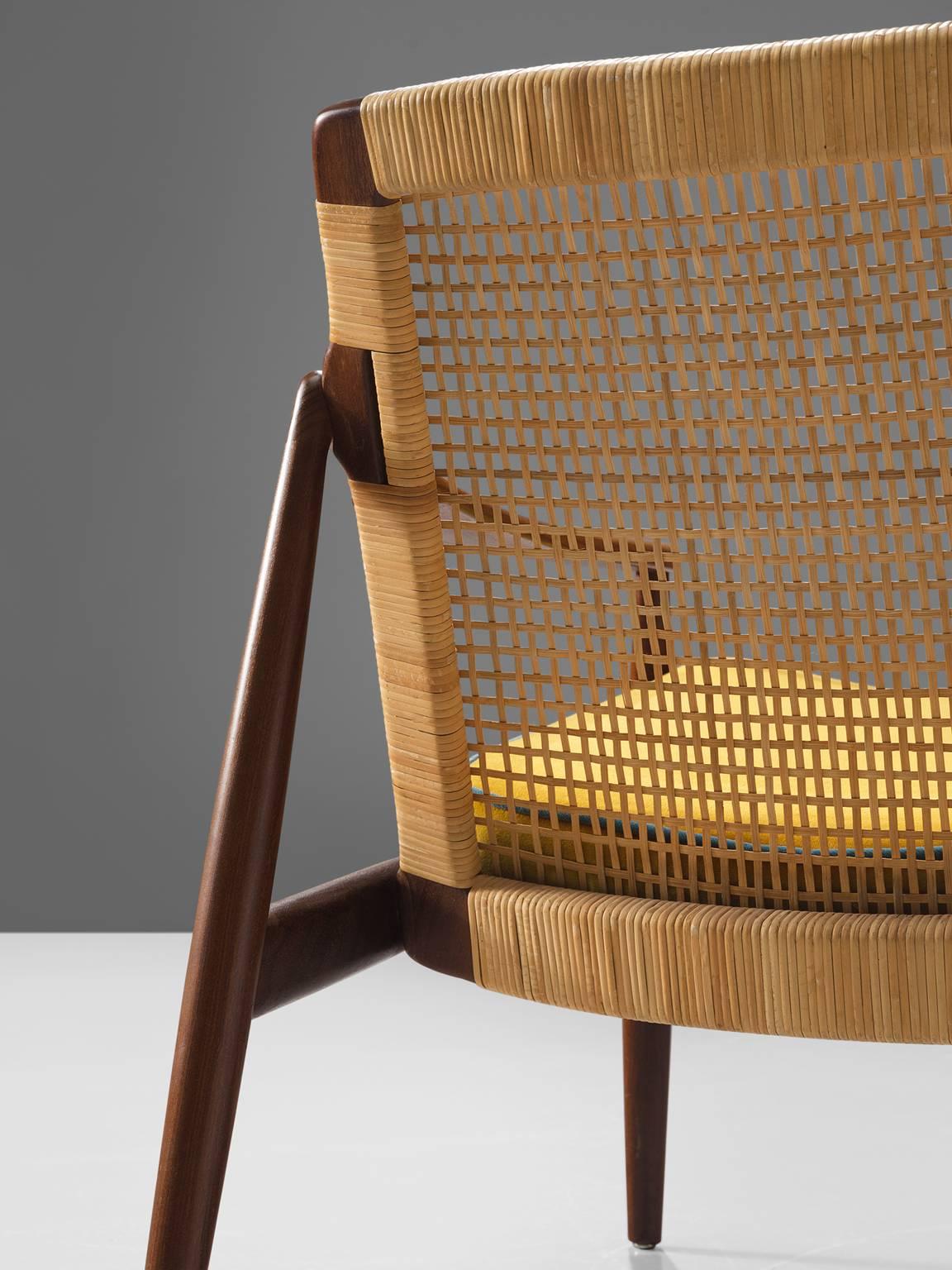 Hartmut Lohmeyer Reupholstered Armchairs in Teak and Cane 1