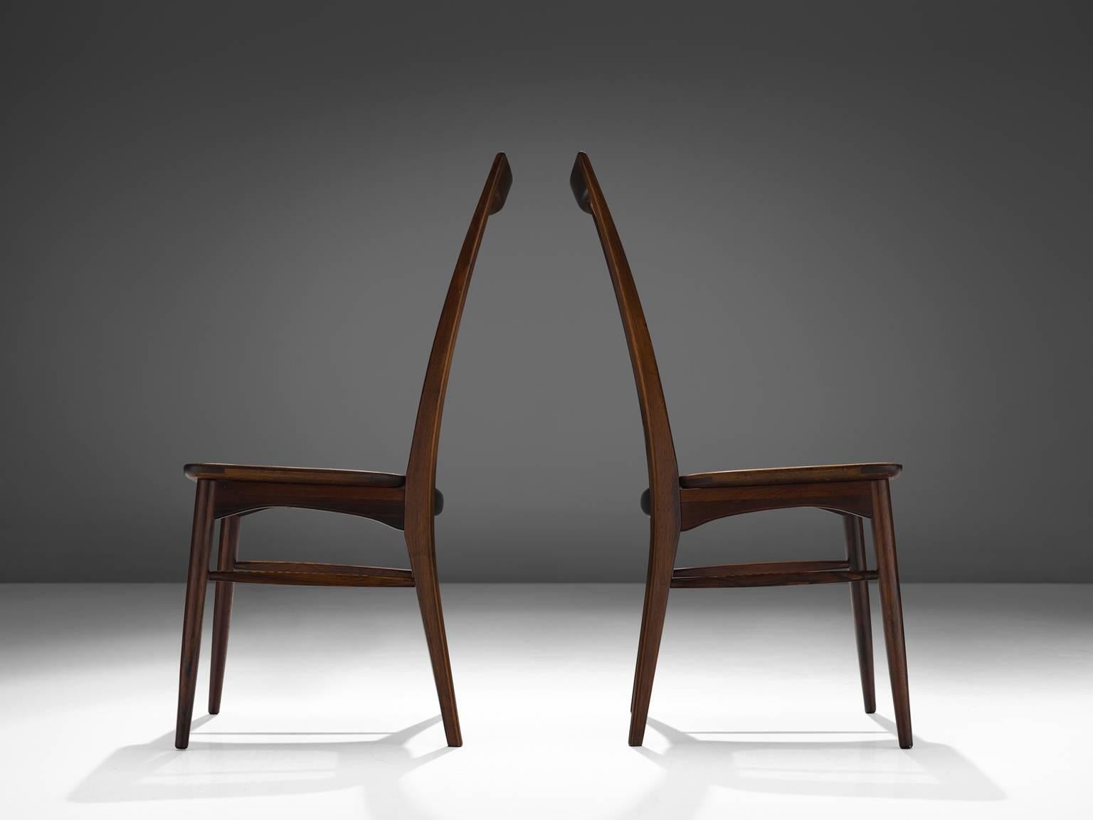 Mid-20th Century Rare Niels Koefoed Set of Six Rosewood Dining Chairs