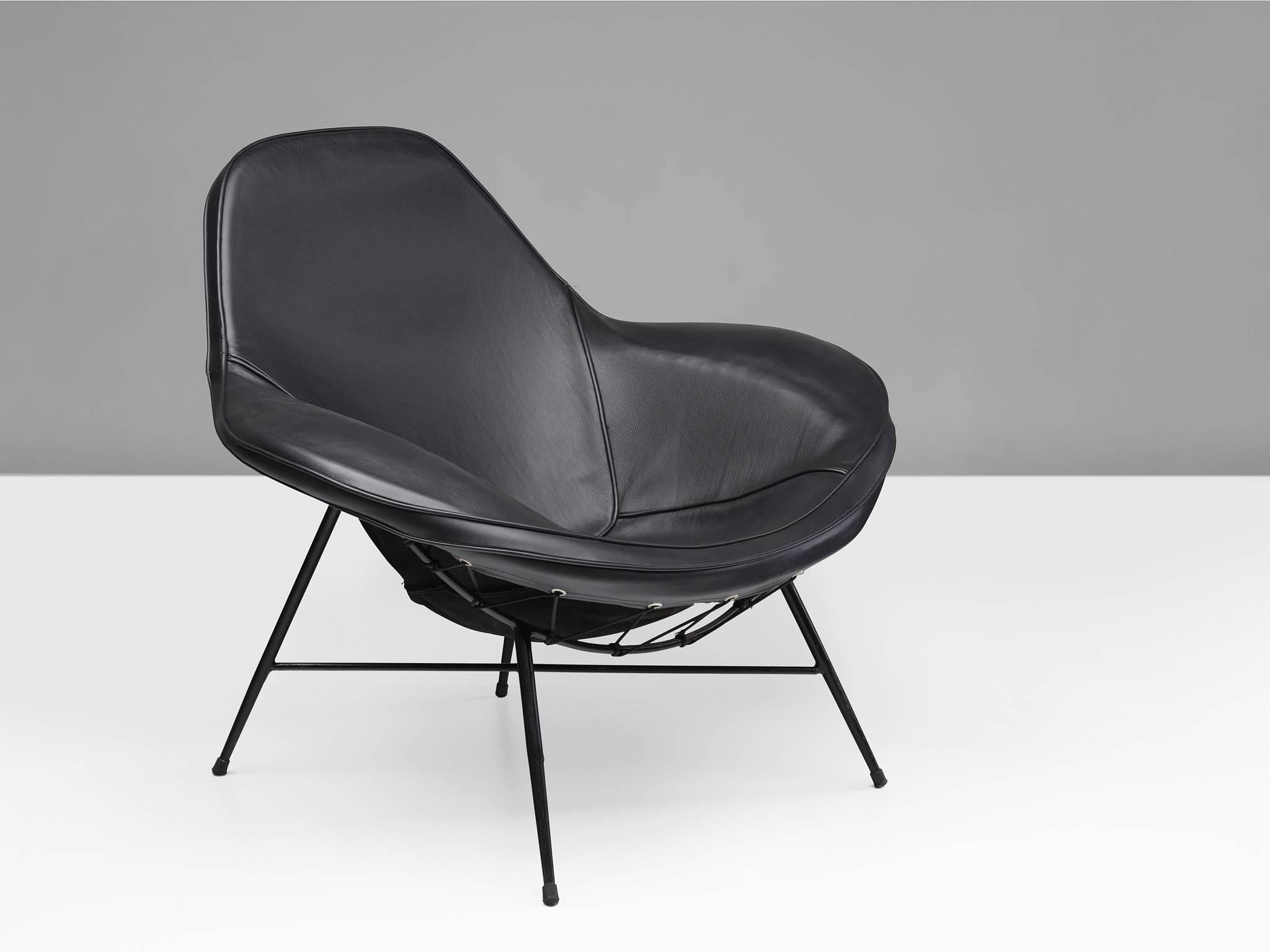 Brazilian Martin Eisler Armchair in Steel and Leather