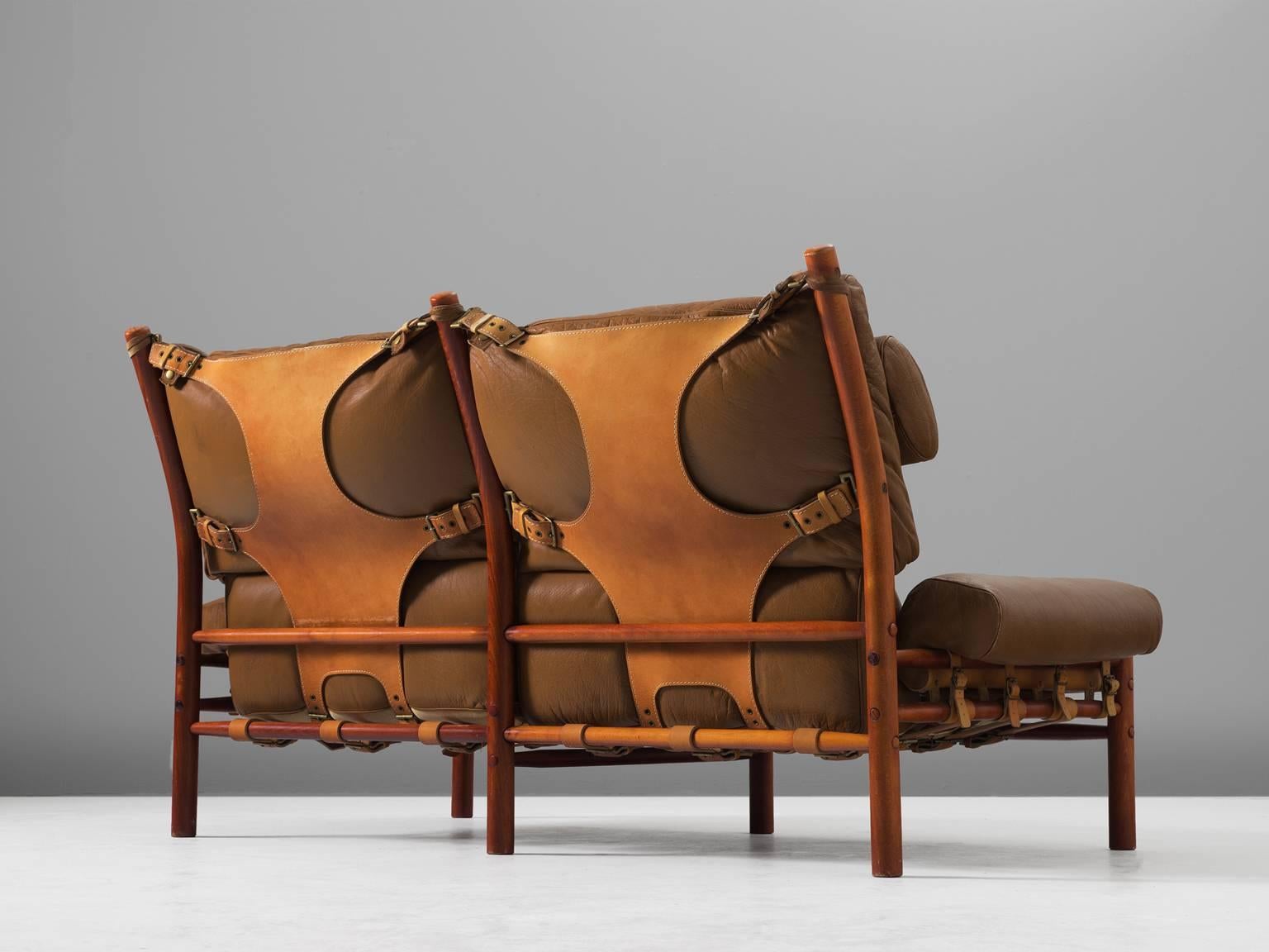 Swedish Cognac Buffalo Leather 'Inca' Sofa by Arne Norell