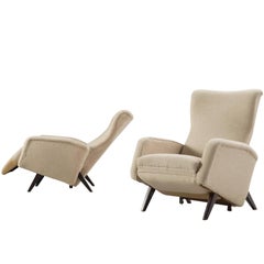 Vintage One Italian Reclining Chair in Beige Upholstery for Sarah, 1950s