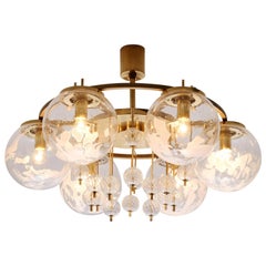 Chandelier in Brass and Art-Glass