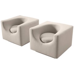 Newly Upholstered Lounge Chairs by Saporiti