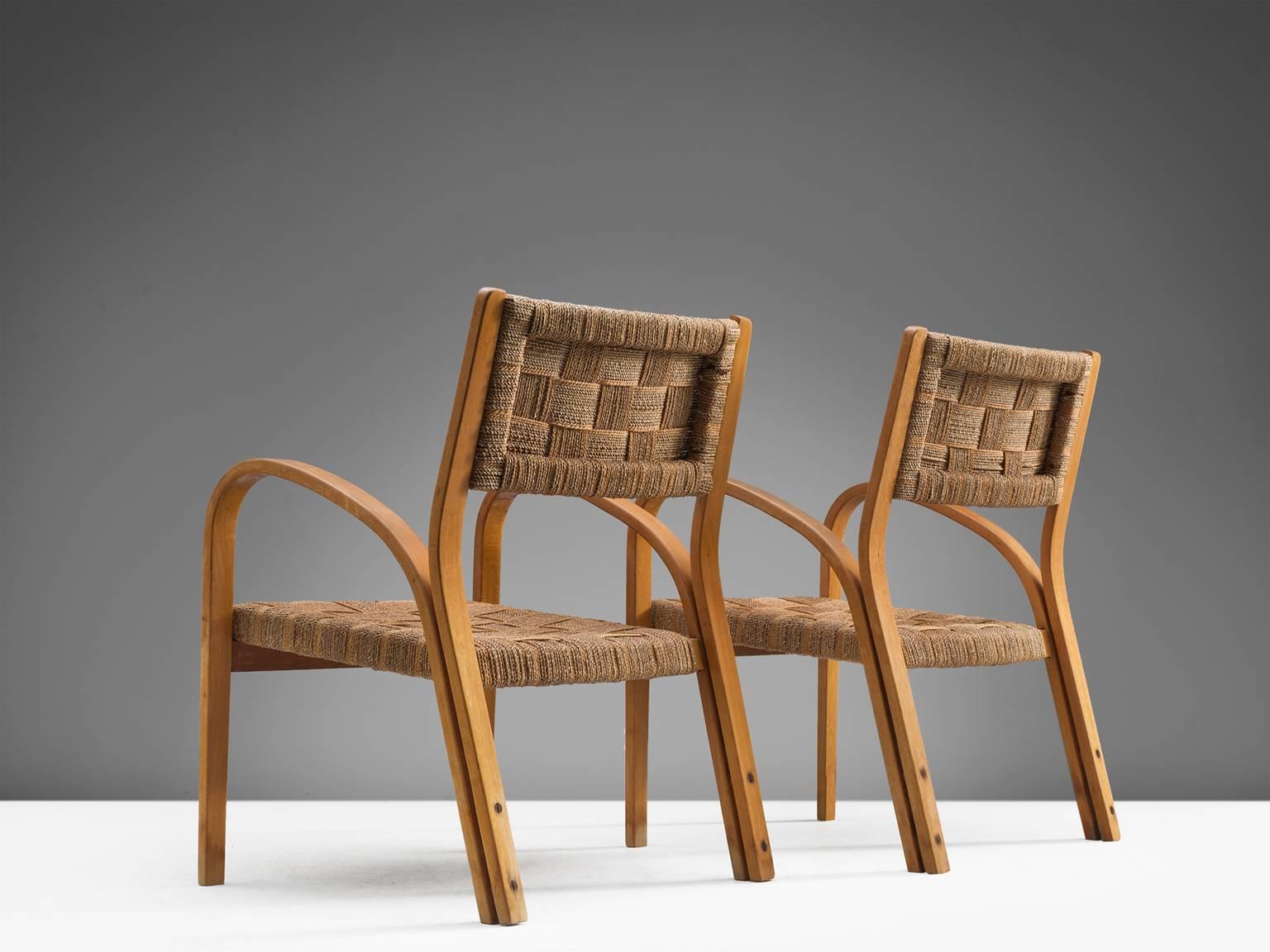 Mid-Century Modern Italian Rope Lounge Chairs, circa 1940