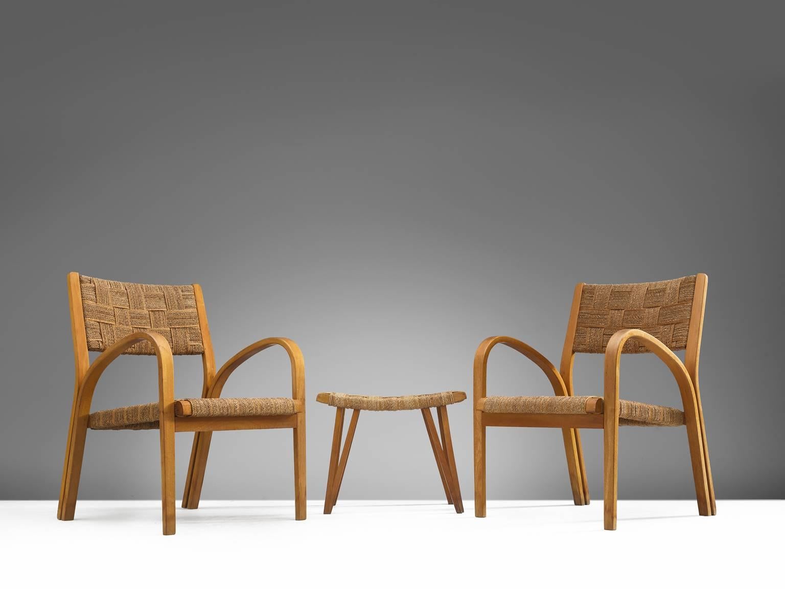 Italian Rope Lounge Chairs, circa 1940 In Good Condition In Waalwijk, NL
