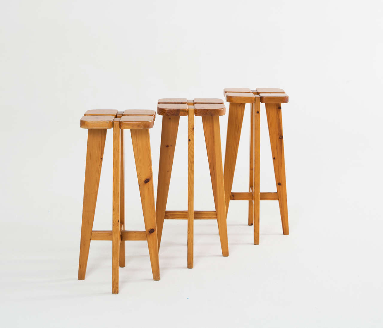 Finnish Lisa Johansson Pape Three Barstools in Solid Pine