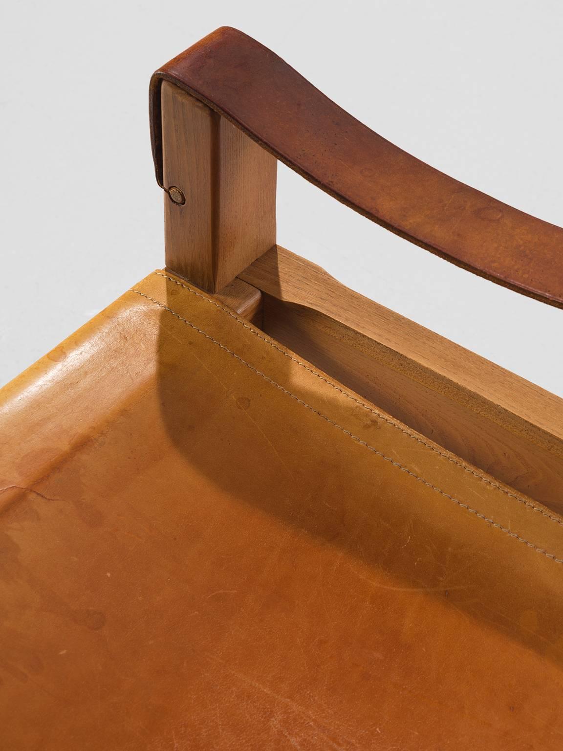Pierre Chapo 'SX10' Grand Cognac Leather Easy Chair, 1960s 1
