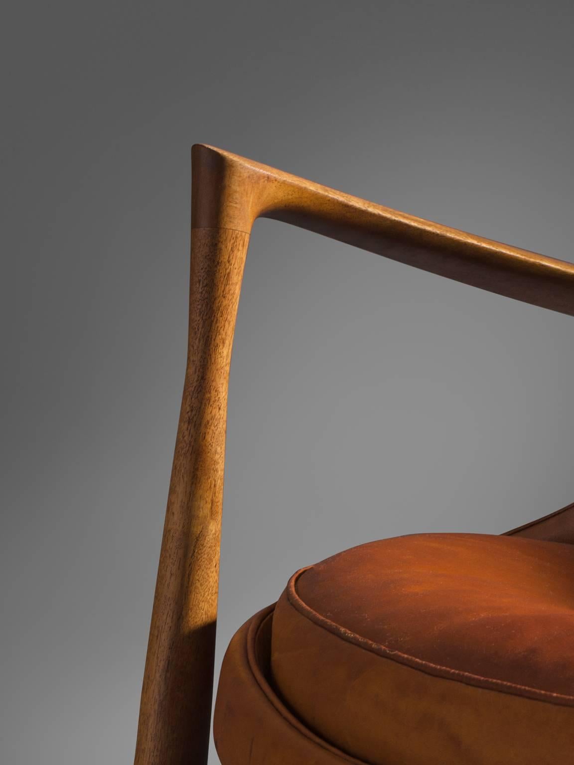 Mid-20th Century Ib Kofod-Larsen 'Elizabeth' Chair in Original Cognac Leather with Ottoman