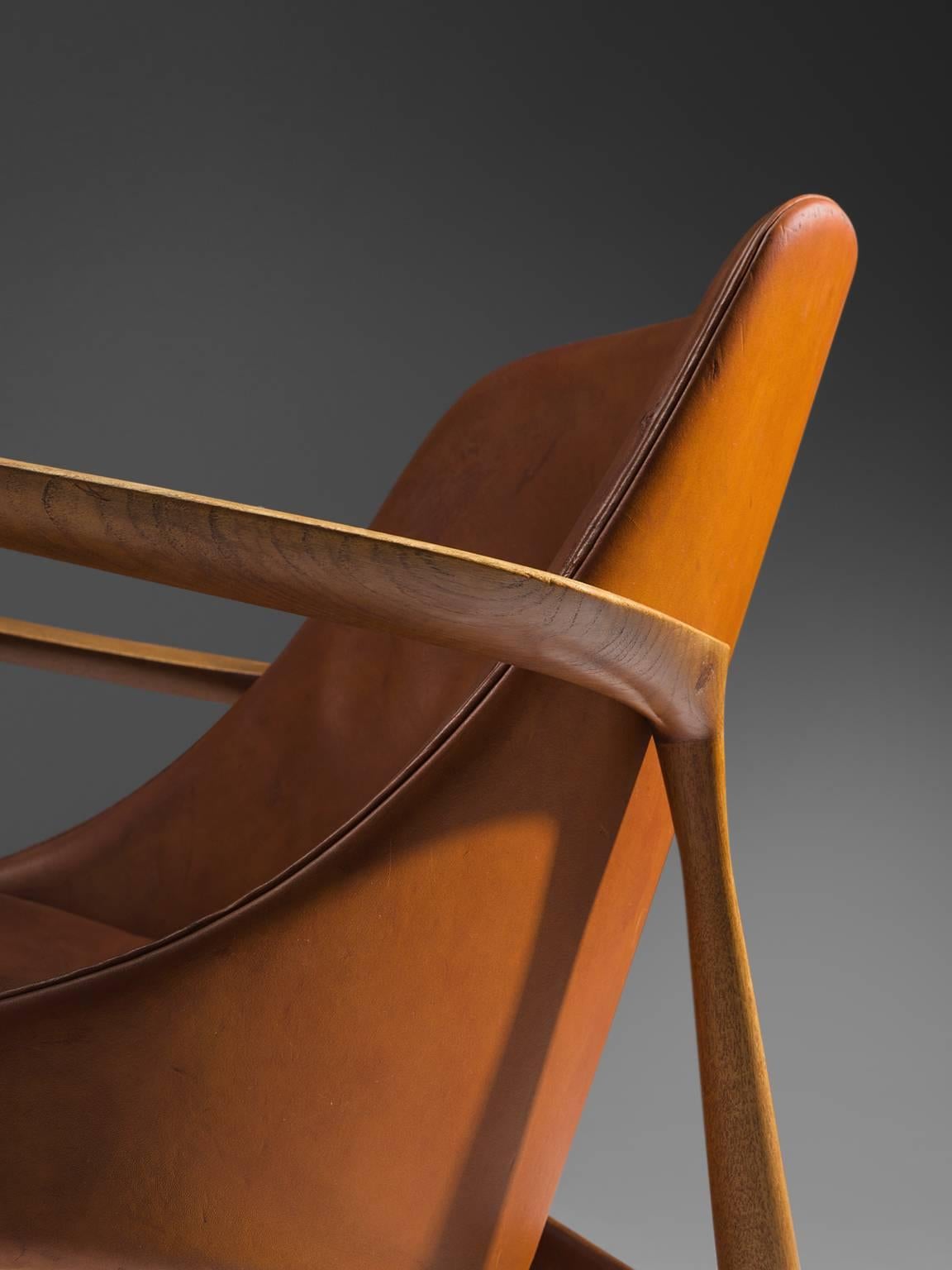 Ib Kofod-Larsen 'Elizabeth' Chair in Original Cognac Leather with Ottoman 1