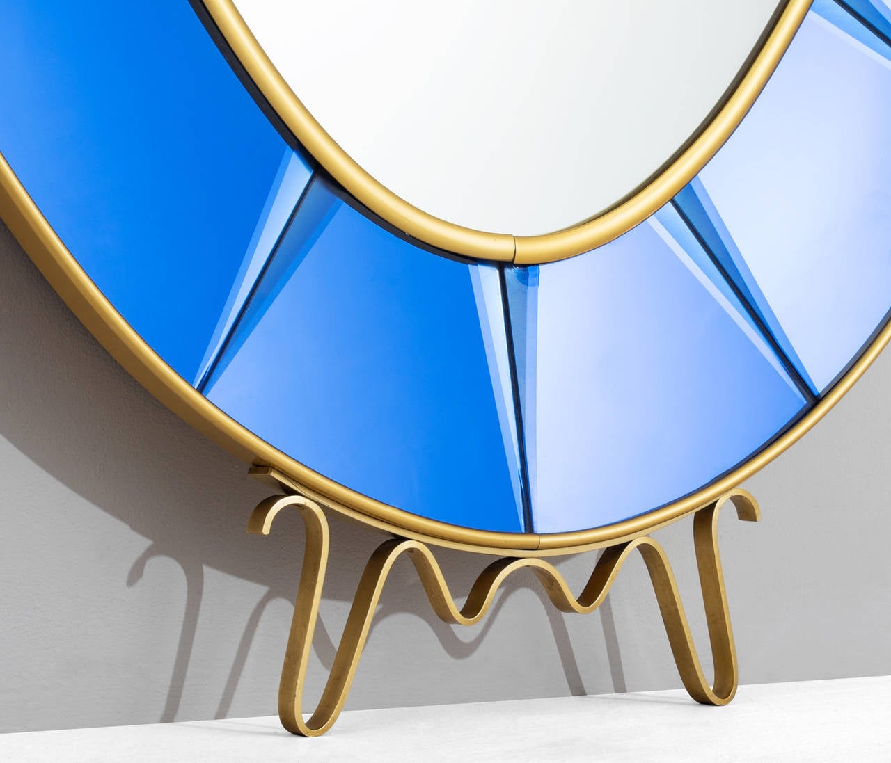 Italian Large Blue Cristal Art Mirror