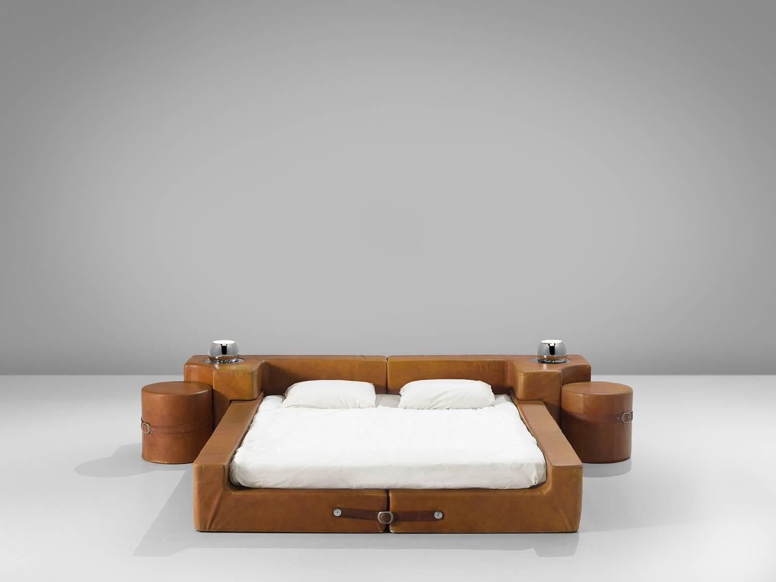 Post-Modern Guido Faleschini Cognac Leather Bedroom Suite